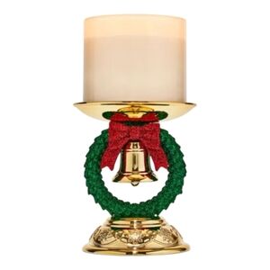 CHRISTMAS WREATH 3-WICK PEDESTAL CANDLE HOLDER BY BATH AND BODY WORKS
